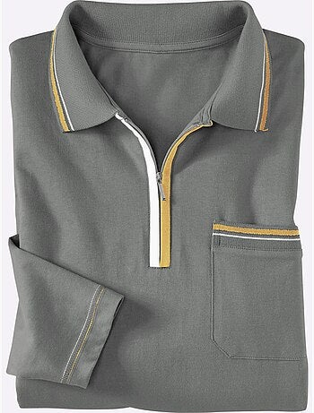 Polo à Manches Longues Passepoil Contrasté - Taille Standard - Moda Vilona