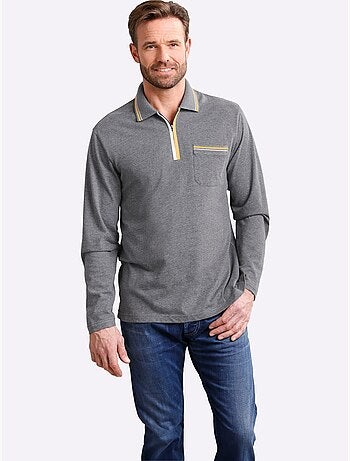 Polo à Manches Longues Passepoil Contrasté - Taille Standard - Moda Vilona