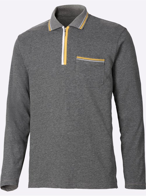 Polo à Manches Longues Passepoil Contrasté - Taille Standard - Moda Vilona - Kiabi