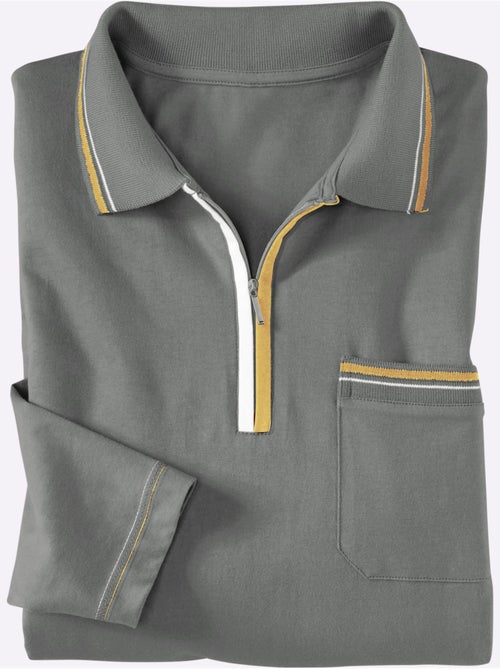 Polo à Manches Longues Passepoil Contrasté - Taille Standard - Moda Vilona - Kiabi