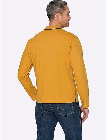 Polo à Manches Longues Passepoil Contrasté - Taille Standard - Moda Vilona