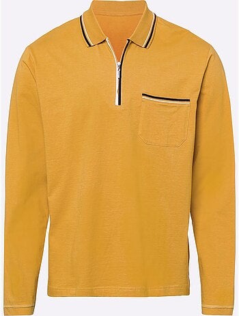 Polo à Manches Longues Passepoil Contrasté - Taille Standard - Moda Vilona