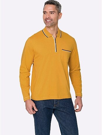 Polo à Manches Longues Passepoil Contrasté - Taille Standard - Moda Vilona