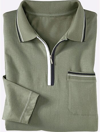 Polo à Manches Longues Passepoil Contrasté - Taille Standard - Moda Vilona