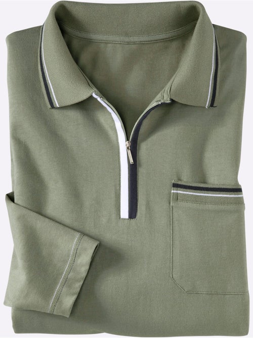 Polo à Manches Longues Passepoil Contrasté - Taille Standard - Moda Vilona - Kiabi Polo à Manches Longues Passepoil Contrasté - Taille Standard - Moda Vilona - Kiabi