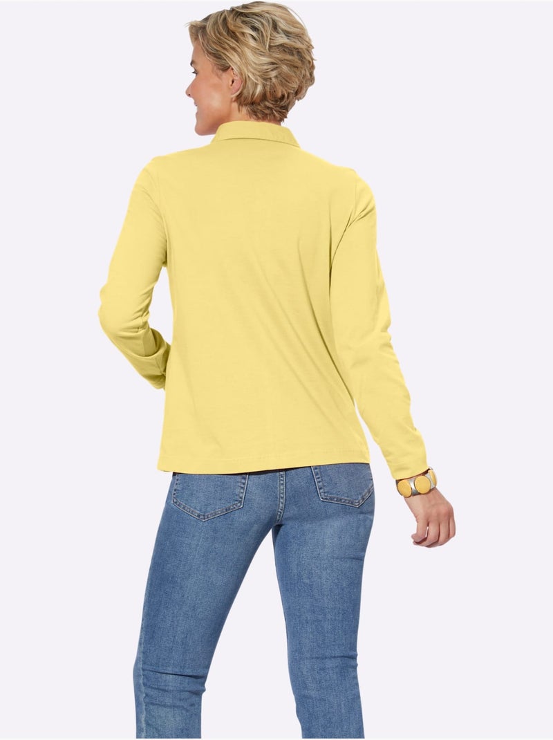 Polo à Manches Longues Pur Coton - Taille Standard - Witt Jaune - Kiabi