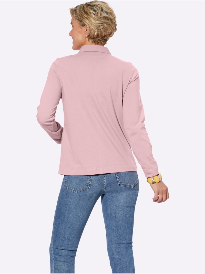 Polo à Manches Longues Pur Coton - Taille Standard - Witt Rose - Kiabi
