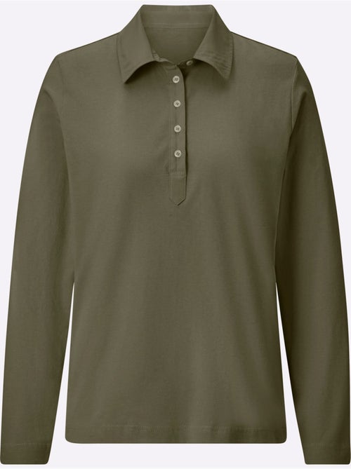 Polo à Manches Longues Pur Coton - Taille Standard - Witt - Kiabi