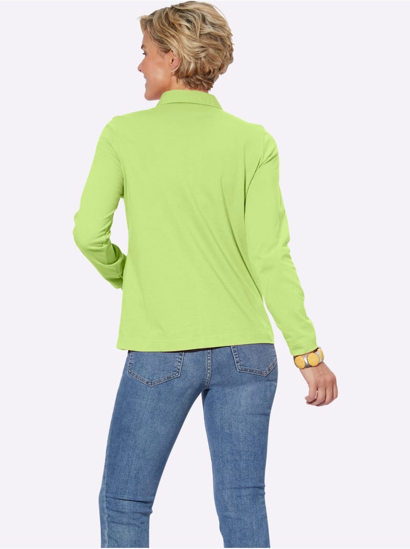 Polo à Manches Longues Pur Coton - Taille Standard - Witt Vert pistache - Kiabi
