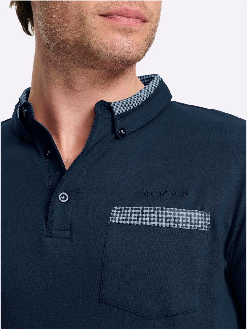 Polo à manches longues superbes détails - taille standard - witt Bleu foncé - Kiabi