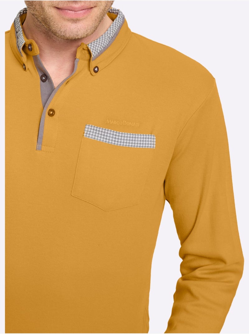 Polo à manches longues superbes détails - taille standard - witt Ocre - Kiabi