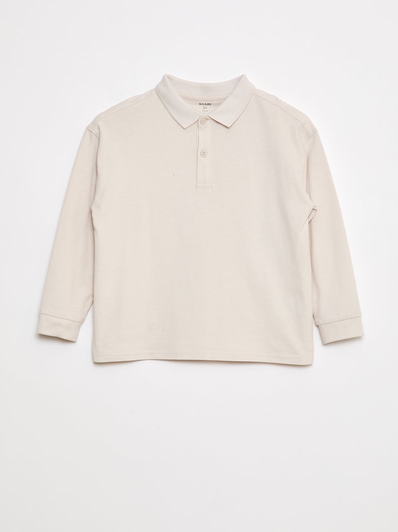 Polo à manches longues uni Beige - Kiabi