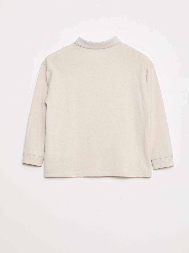Polo à manches longues uni Beige - Kiabi