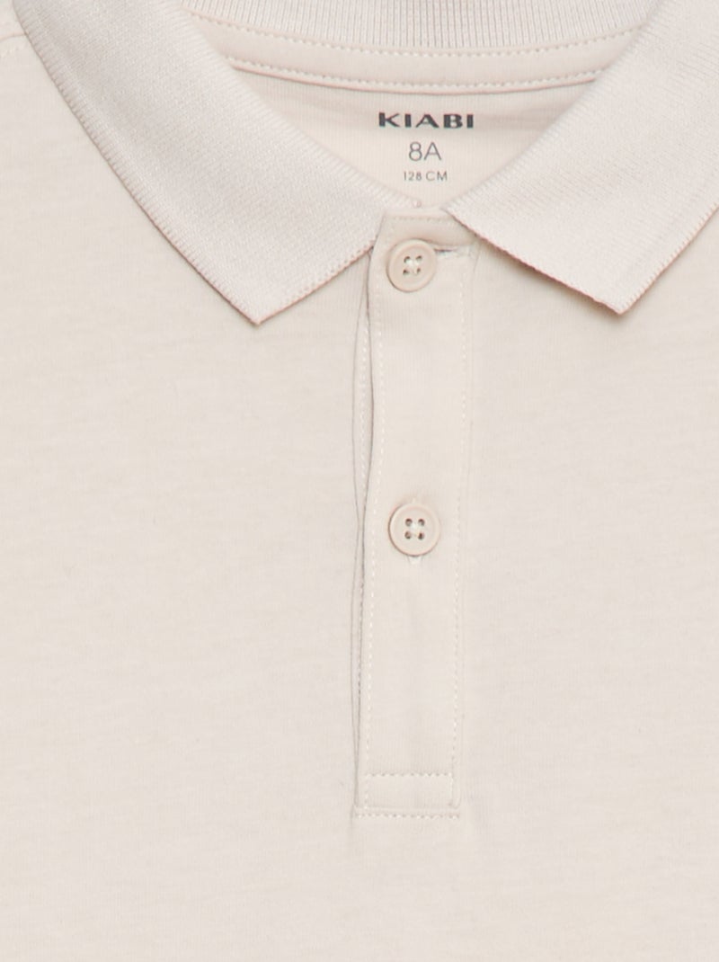 Polo à manches longues uni Beige - Kiabi