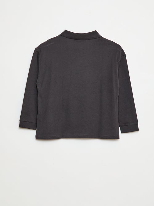 Polo à manches longues uni - Kiabi