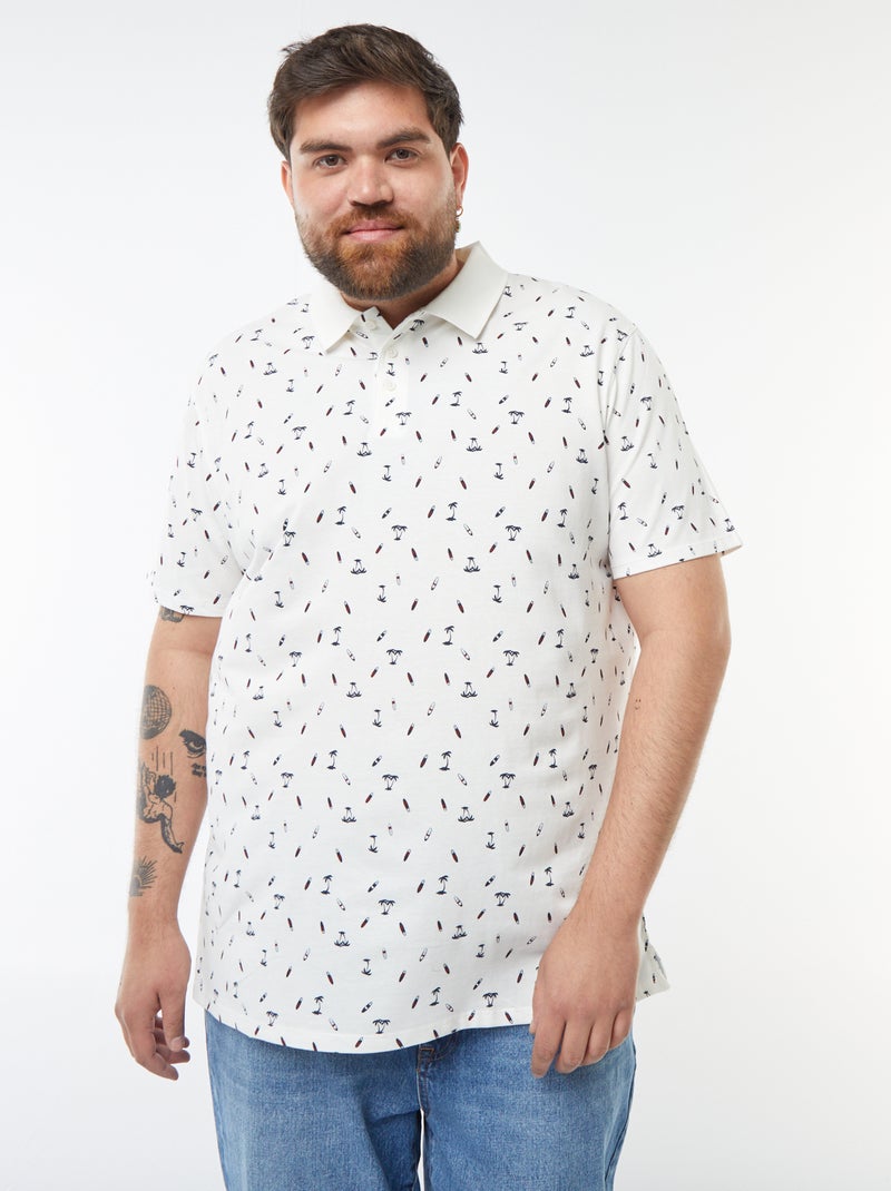 Polo à motifs en maille piquée Blanc - Kiabi