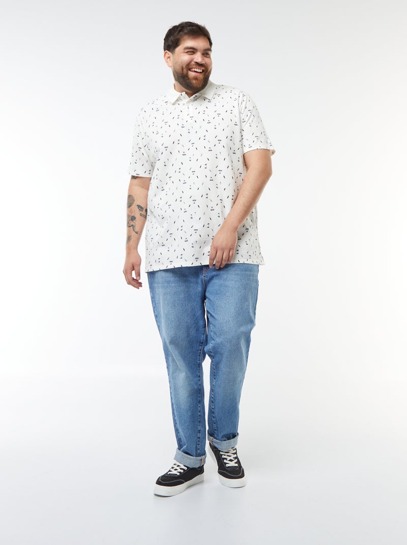 Polo à motifs en maille piquée Blanc - Kiabi