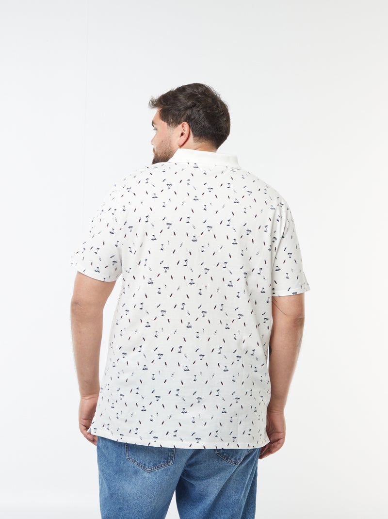 Polo à motifs en maille piquée Blanc - Kiabi