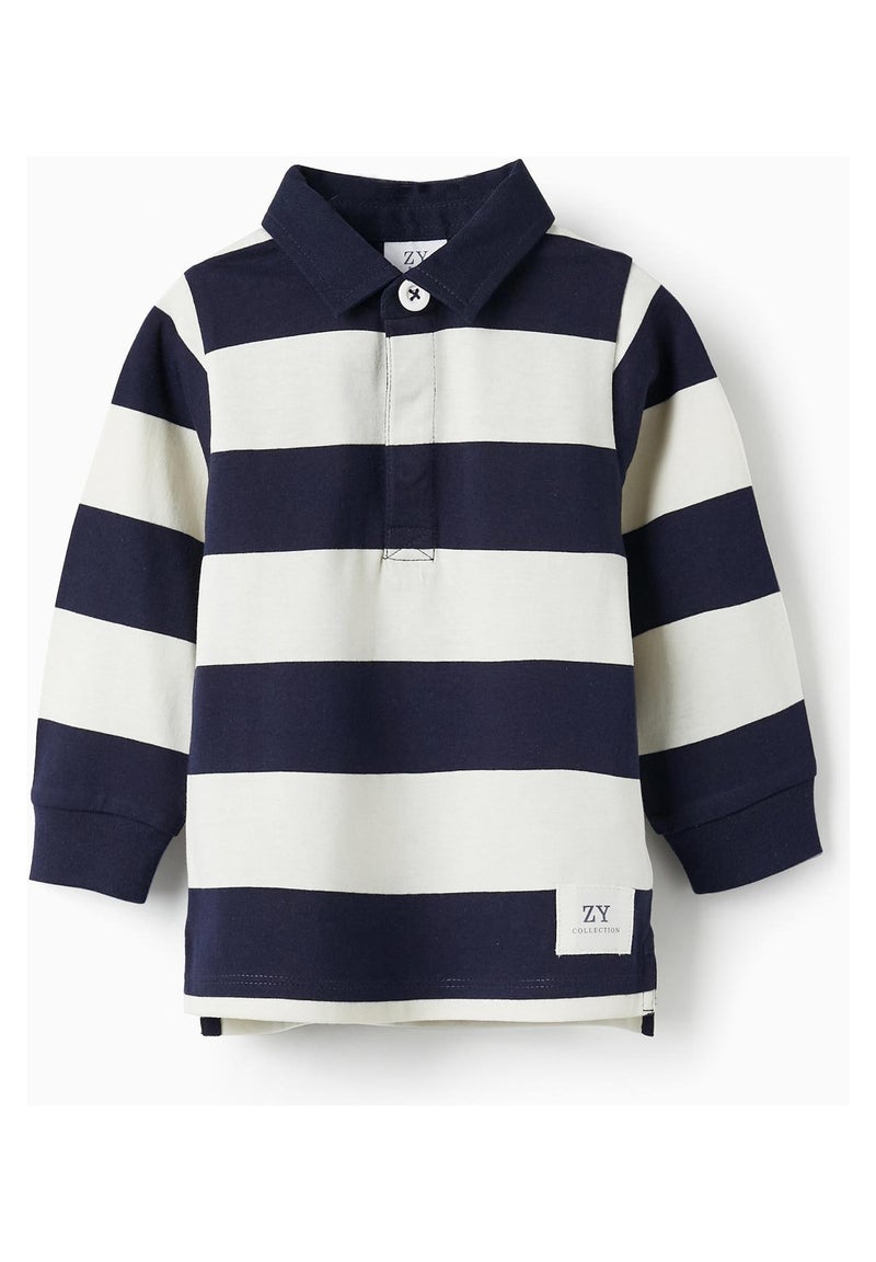Polo à rayures bleu foncé et beige pour bébé garçon manches longues SPRING BEGINS Beige - Kiabi