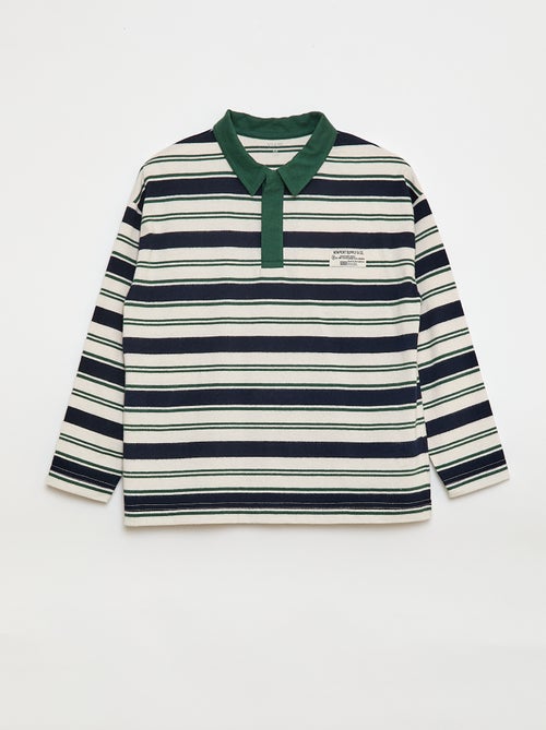 Polo à rayures en maille jersey à manches longues - Kiabi Polo à rayures en maille jersey à manches longues - Kiabi