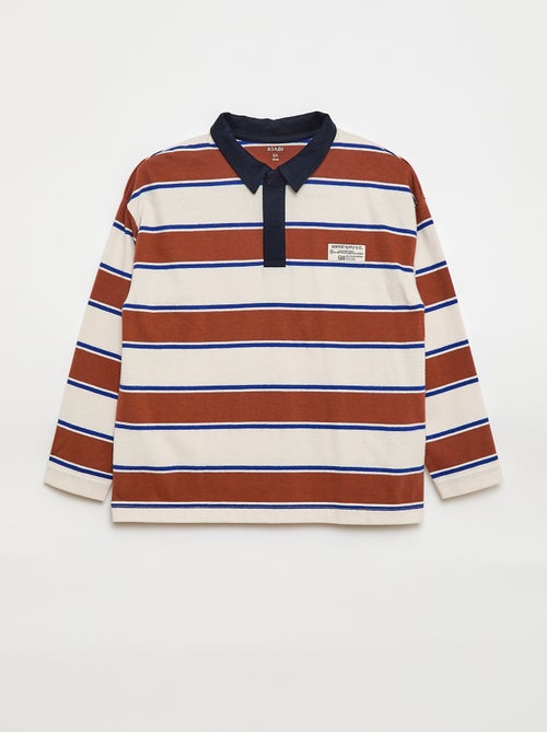 Polo à rayures en maille jersey à manches longues - Kiabi Polo à rayures en maille jersey à manches longues - Kiabi
