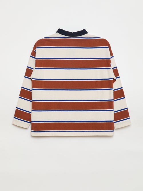 Polo à rayures en maille jersey à manches longues - Kiabi Polo à rayures en maille jersey à manches longues - Kiabi