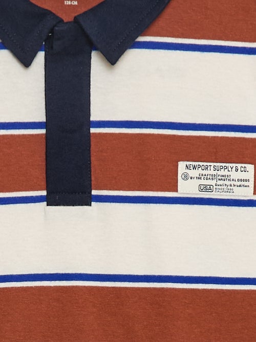 Polo à rayures en maille jersey à manches longues - Kiabi Polo à rayures en maille jersey à manches longues - Kiabi