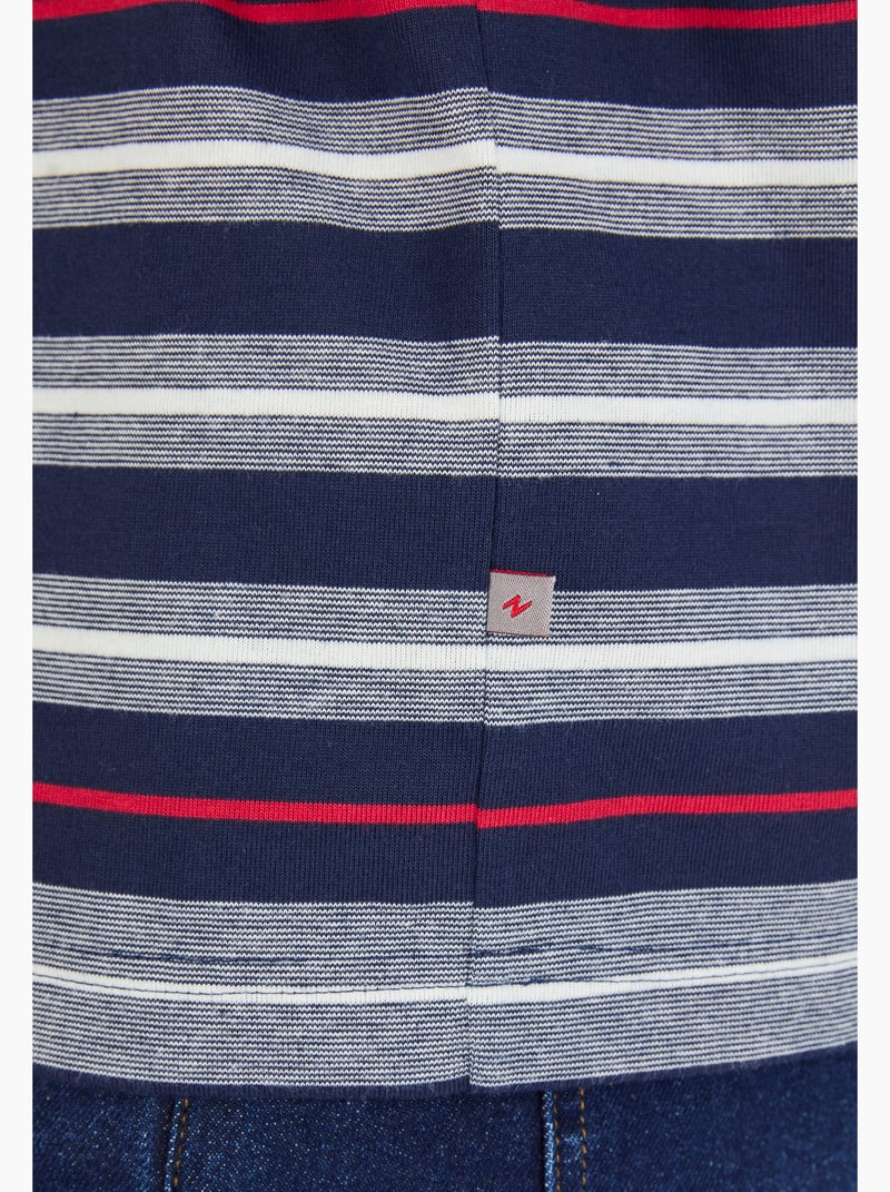 Polo à rayures manches courtes - Damart Bleu marine - Kiabi