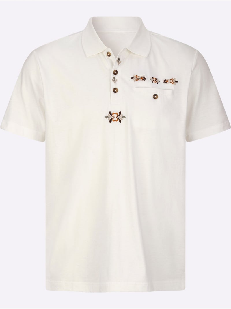Polo Avec Broderie Country - Taille Standard - Moda Vilona Ecru - Kiabi