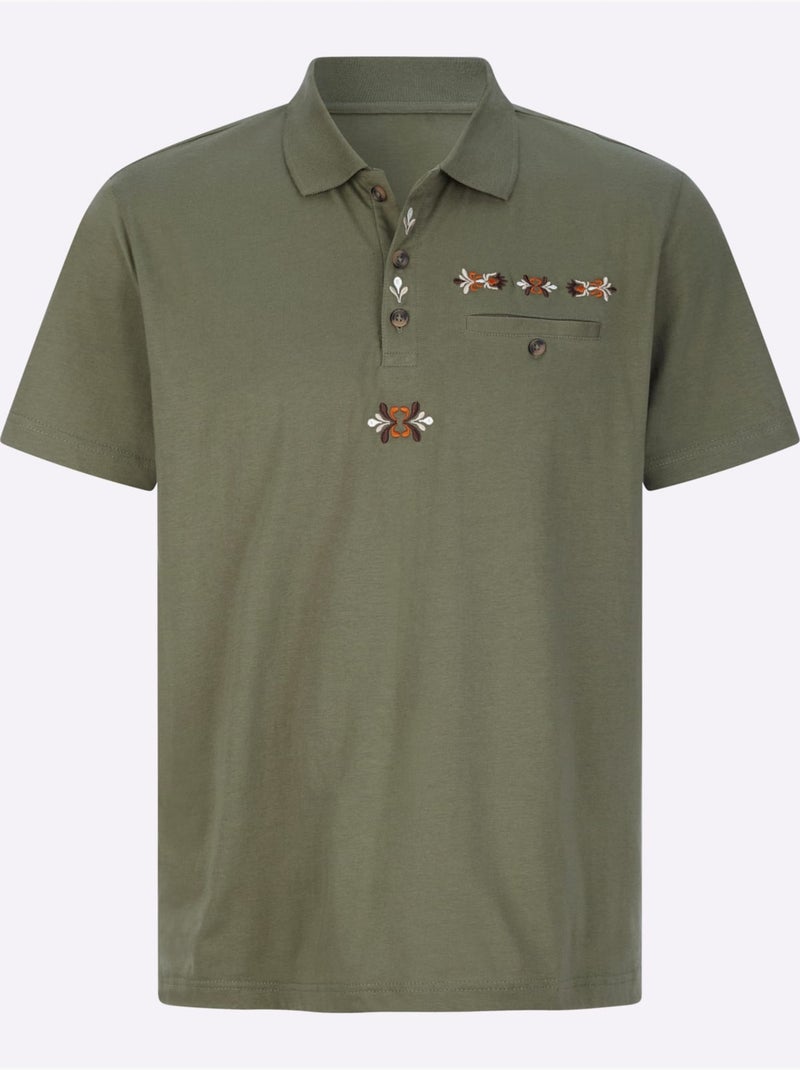 Polo Avec Broderie Country - Taille Standard - Moda Vilona Kaki - Kiabi