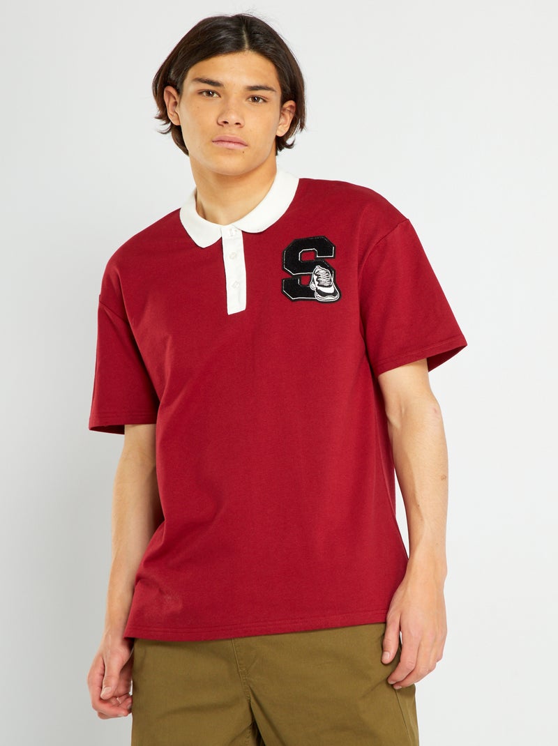 Polo avec broderie poitrine Rouge - Kiabi