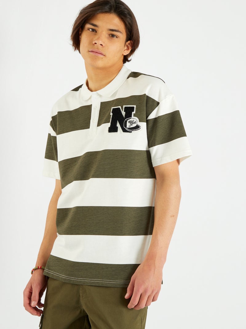Polo avec broderie poitrine Vert/blanc - Kiabi