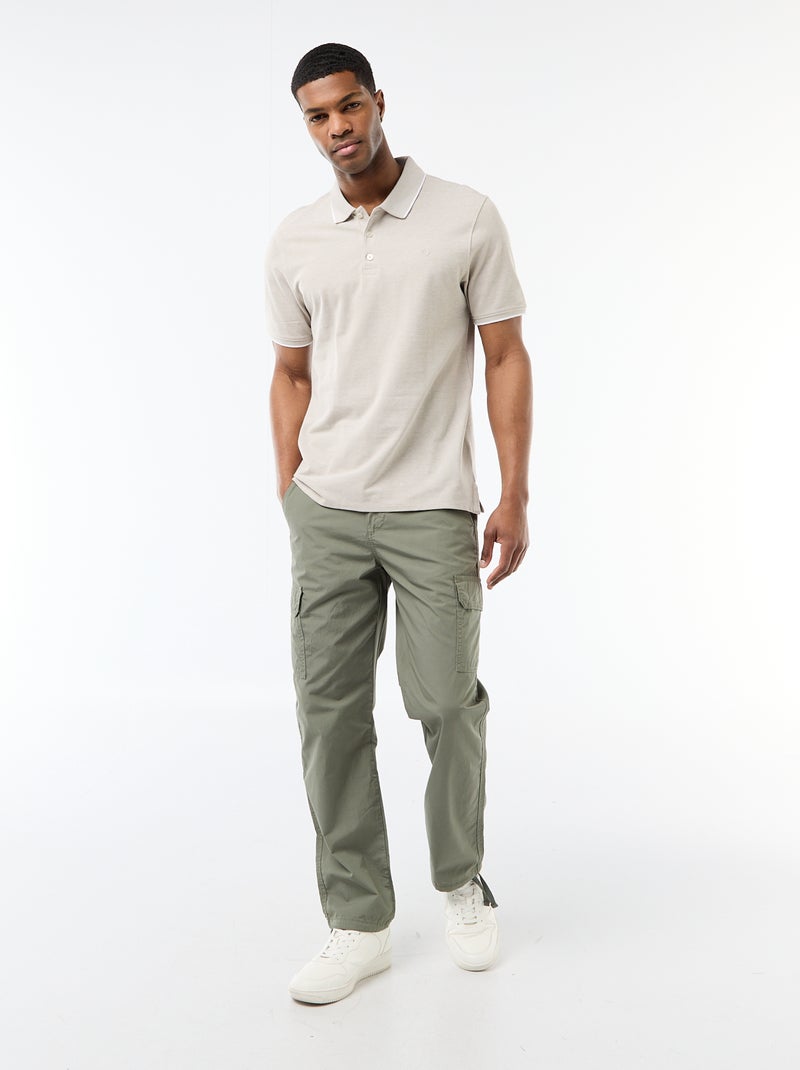 Polo avec broderie sur poitrine Kaki - Kiabi
