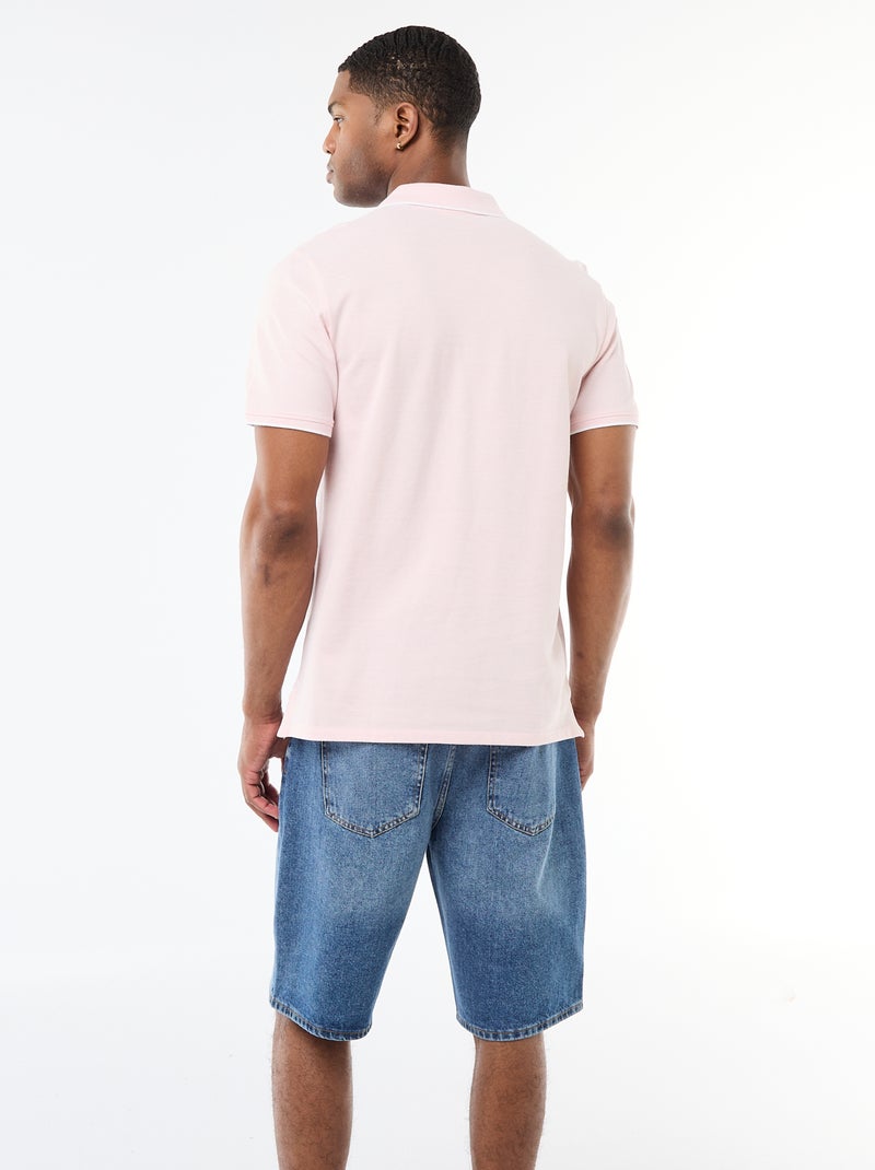Polo avec broderie sur poitrine Rose - Kiabi