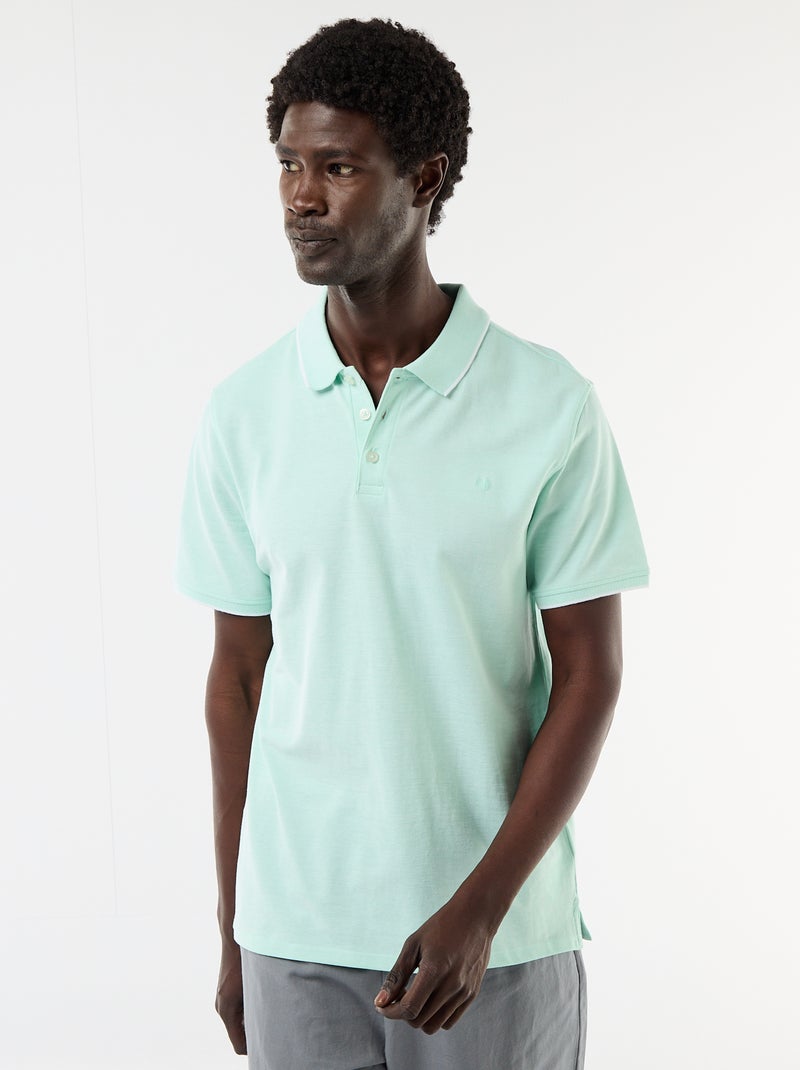 Polo avec broderie sur poitrine Vert - Kiabi