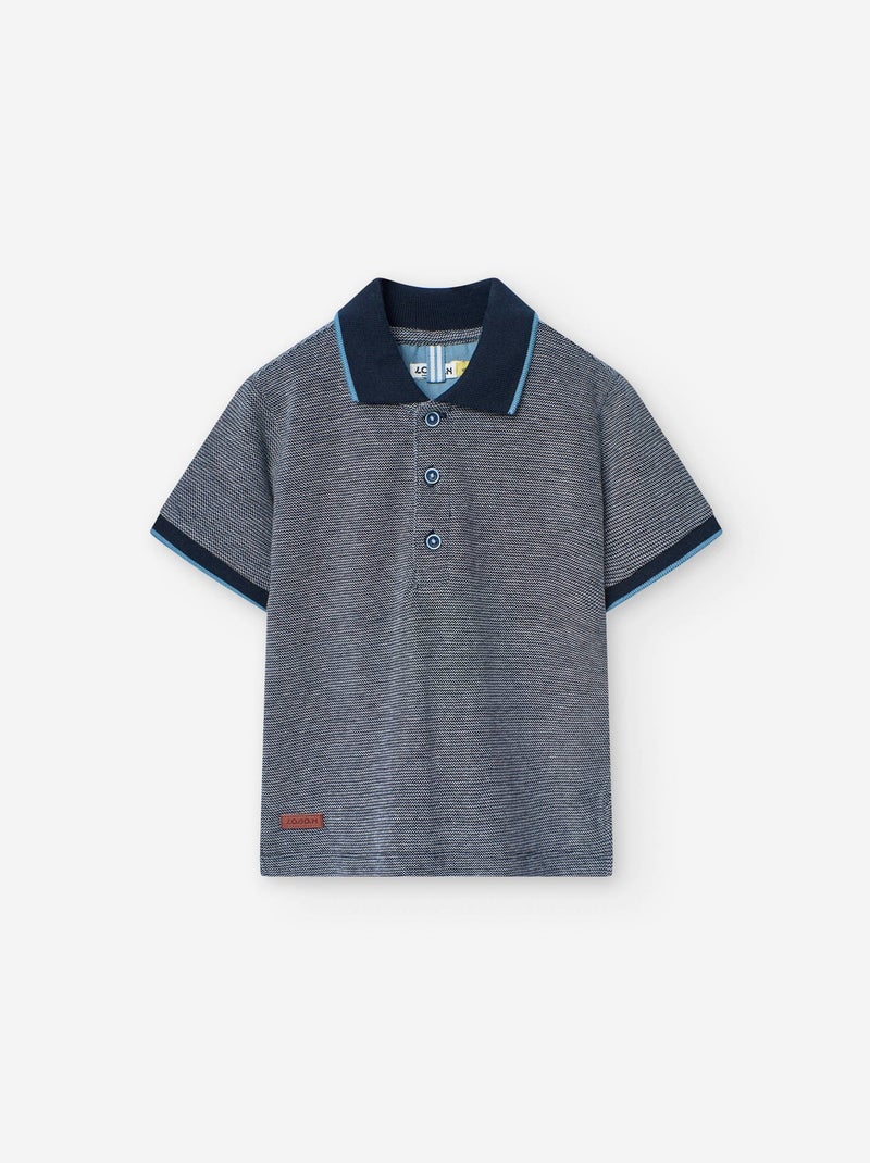 Polo Avec Col Contrasté Bleu clair - Kiabi