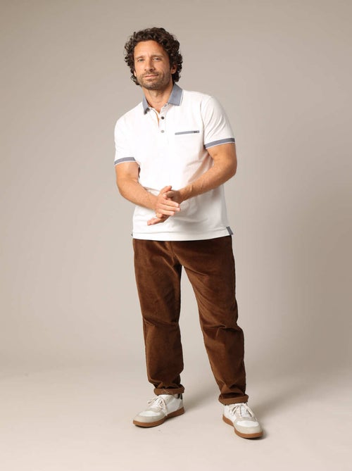 Polo avec col contrasté texturé et fausse poche poitrine 'Deeluxe' - Kiabi