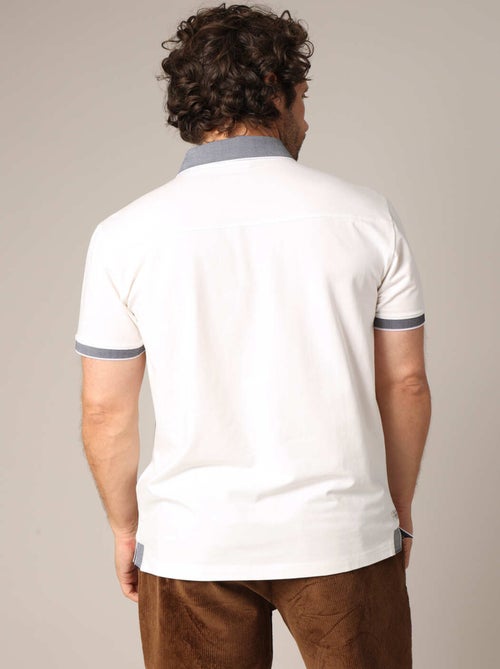 Polo avec col contrasté texturé et fausse poche poitrine 'Deeluxe' - Kiabi