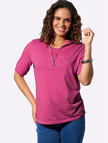 Polo à col zippé et manches courtes en jersey fin - Taille standard - Witt
