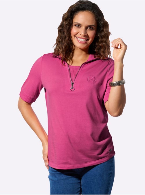 Polo avec col côtelé zippé et manches courtes en jersey fin - Taille standard - Witt - Kiabi Polo avec col côtelé zippé et manches courtes en jersey fin - Taille standard - Witt - Kiabi