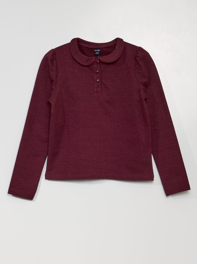 Polo avec fils brillants Rouge - Kiabi