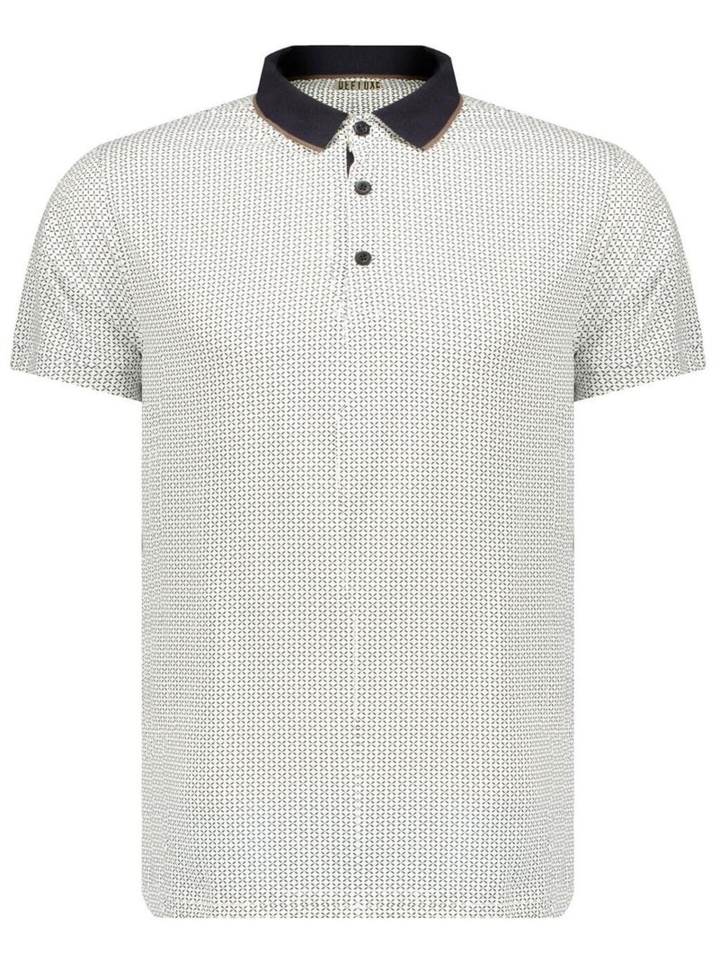 polo avec micro motif sur l'ensemble et col contrasté, bas de manches avec boutons 'Deeluxe' Blanc - Kiabi