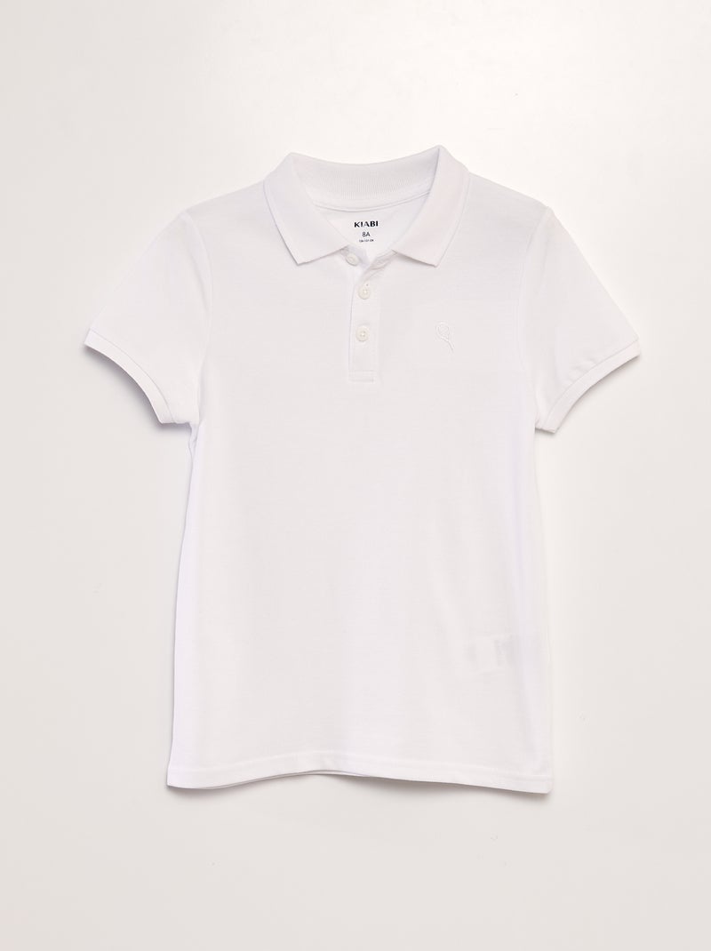 Polo basique en coton blanc - Kiabi