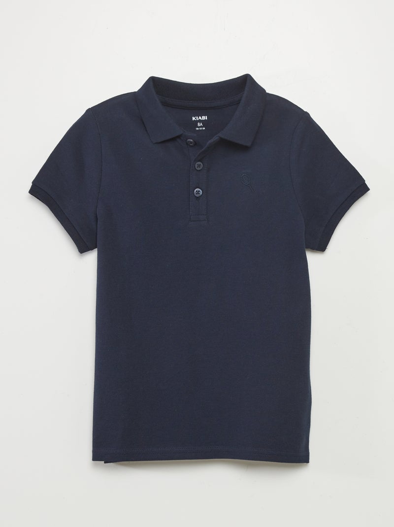 Polo basique en coton bleu marine - Kiabi