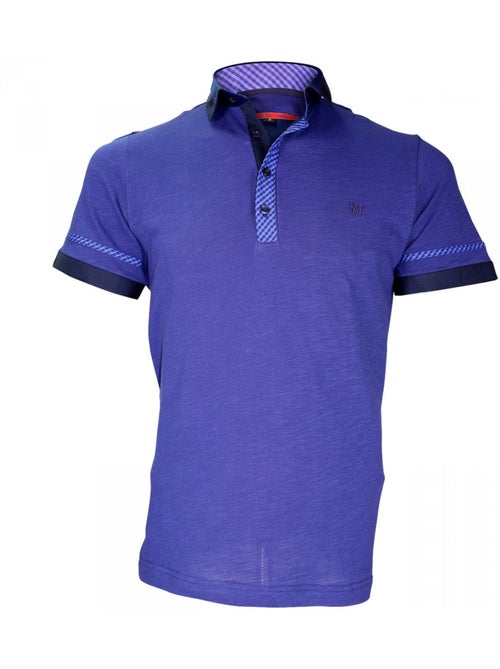 Polo bi-matière coupe cintrée FOLKERSTONE Andrew Mac Allister Bleu marine , L - Kiabi