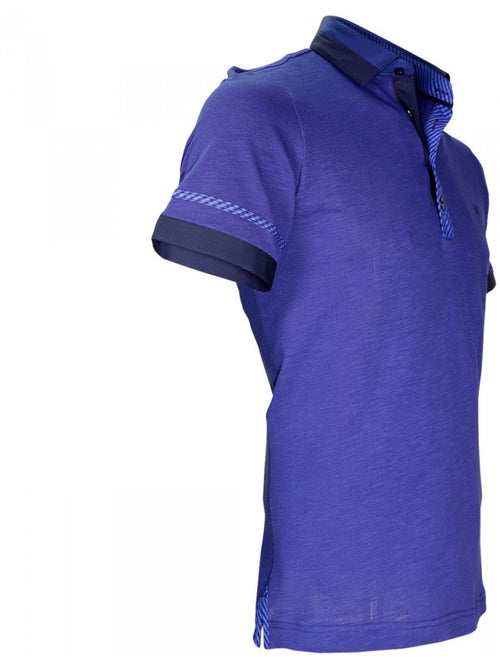 Polo bi-matière coupe cintrée FOLKERSTONE Andrew Mac Allister Bleu marine , L - Kiabi