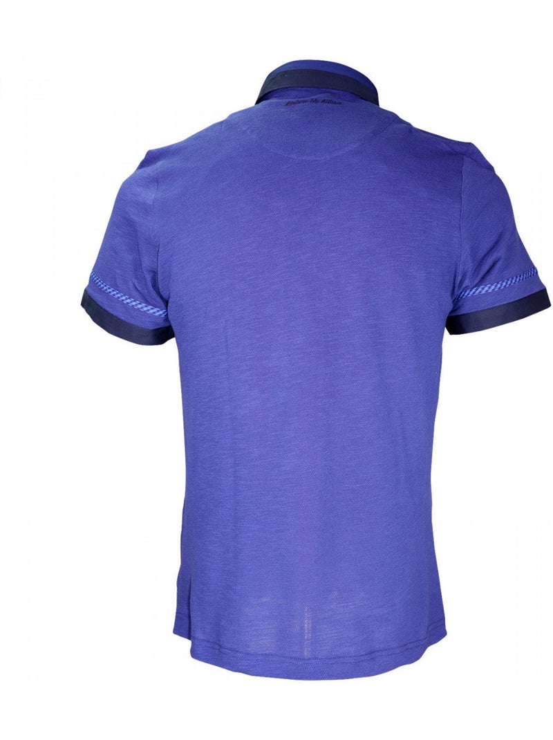 Polo bi-matière coupe cintrée FOLKERSTONE Andrew Mac Allister Bleu marine , L Bleu marine - Kiabi