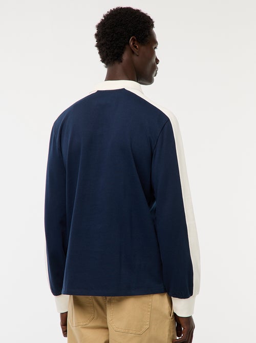 Polo bicolore à manches longues - Kiabi