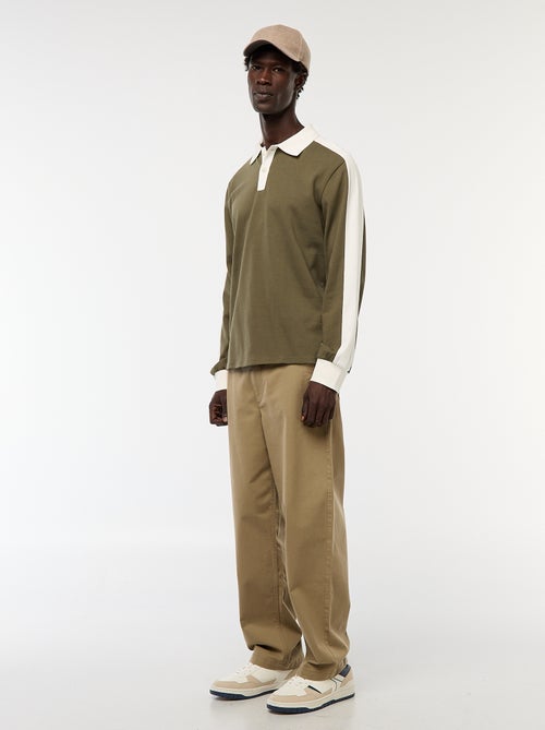 Polo bicolore à manches longues - Kiabi Polo bicolore à manches longues - Kiabi