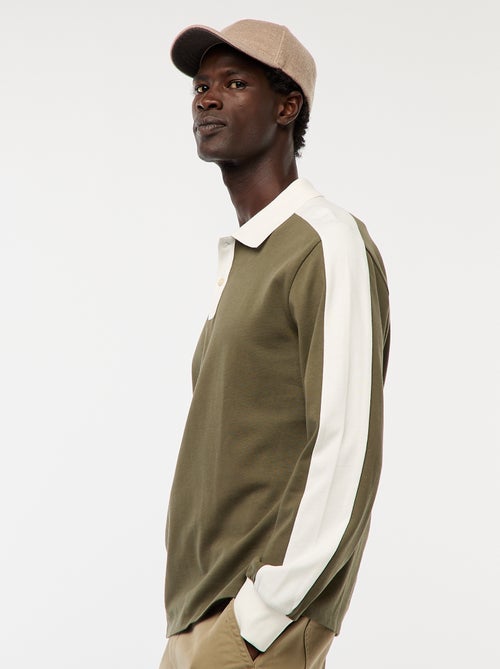 Polo bicolore à manches longues - Kiabi Polo bicolore à manches longues - Kiabi